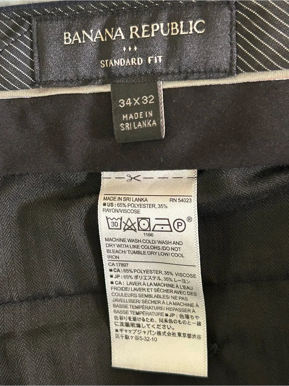 Banana Republic Men's Dress Pants 34x32 Standard Fit Non-Iron Navy Checkered